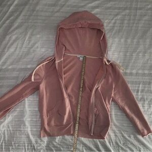 Express Soft Lightweight Pink Hooded Sweatshirt 3/4 sleeve Size L, fits like S